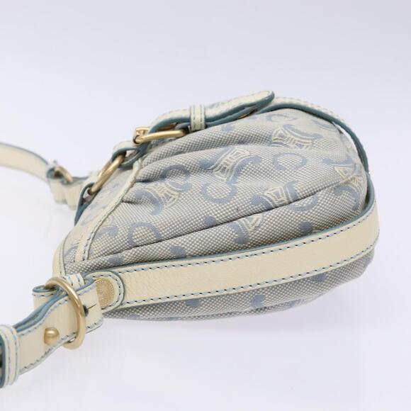 CELINE C Macadam Canvas Shoulder Bag Light Blue Gold - Picture 5 of 13